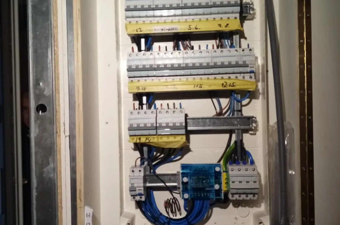 Detail van een groepenkast met installatieautomaten